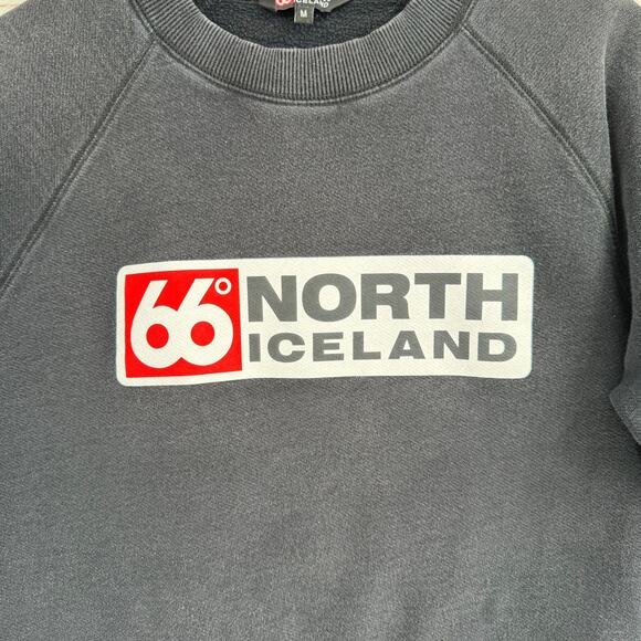 66 Degree North Iceland Crewneck Hoodie Sweatshirt Mens Medium Black - Picture 3 of 9